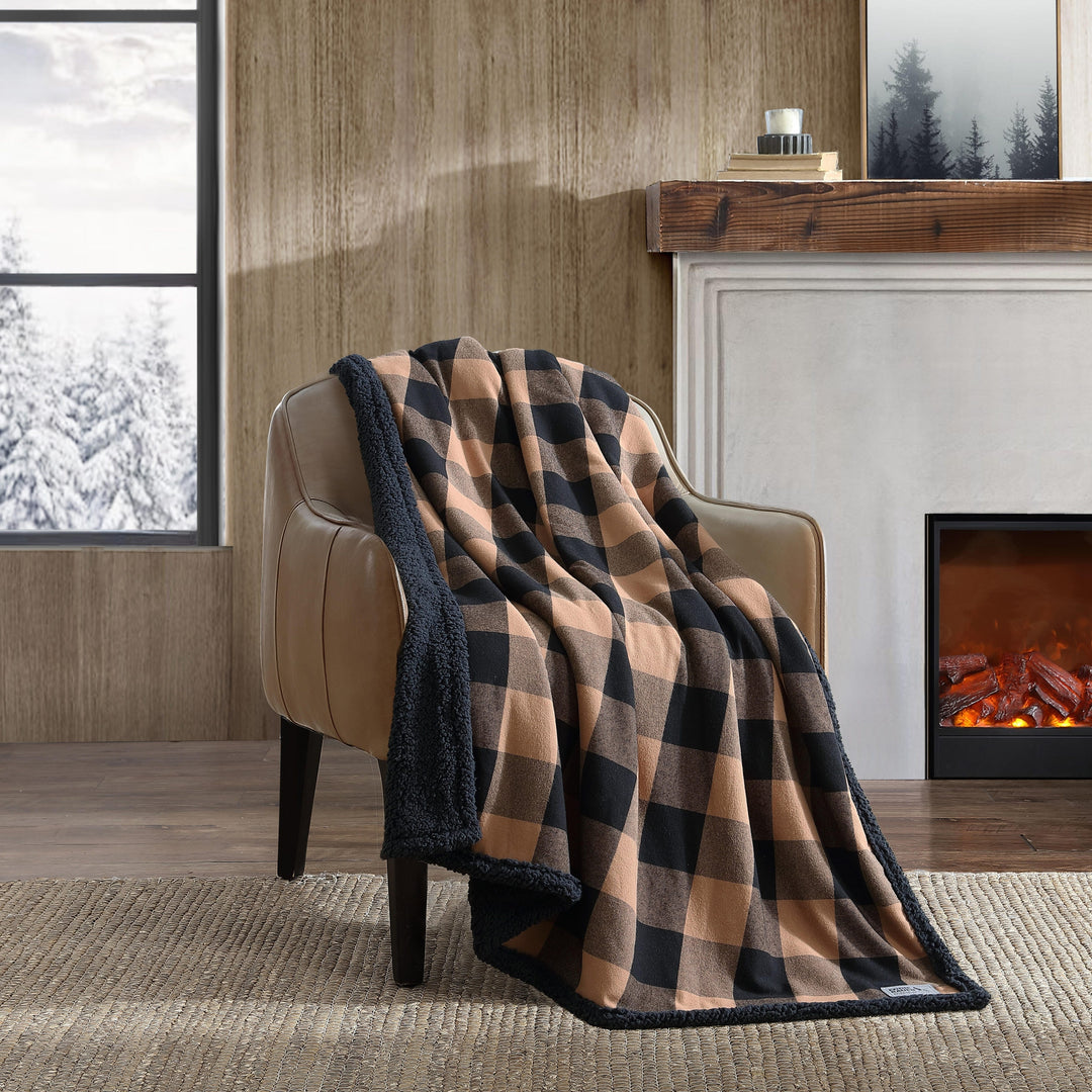 Flannel Cotton with Faux Shearling Reverse Throw Blanket (50X60 Inches)