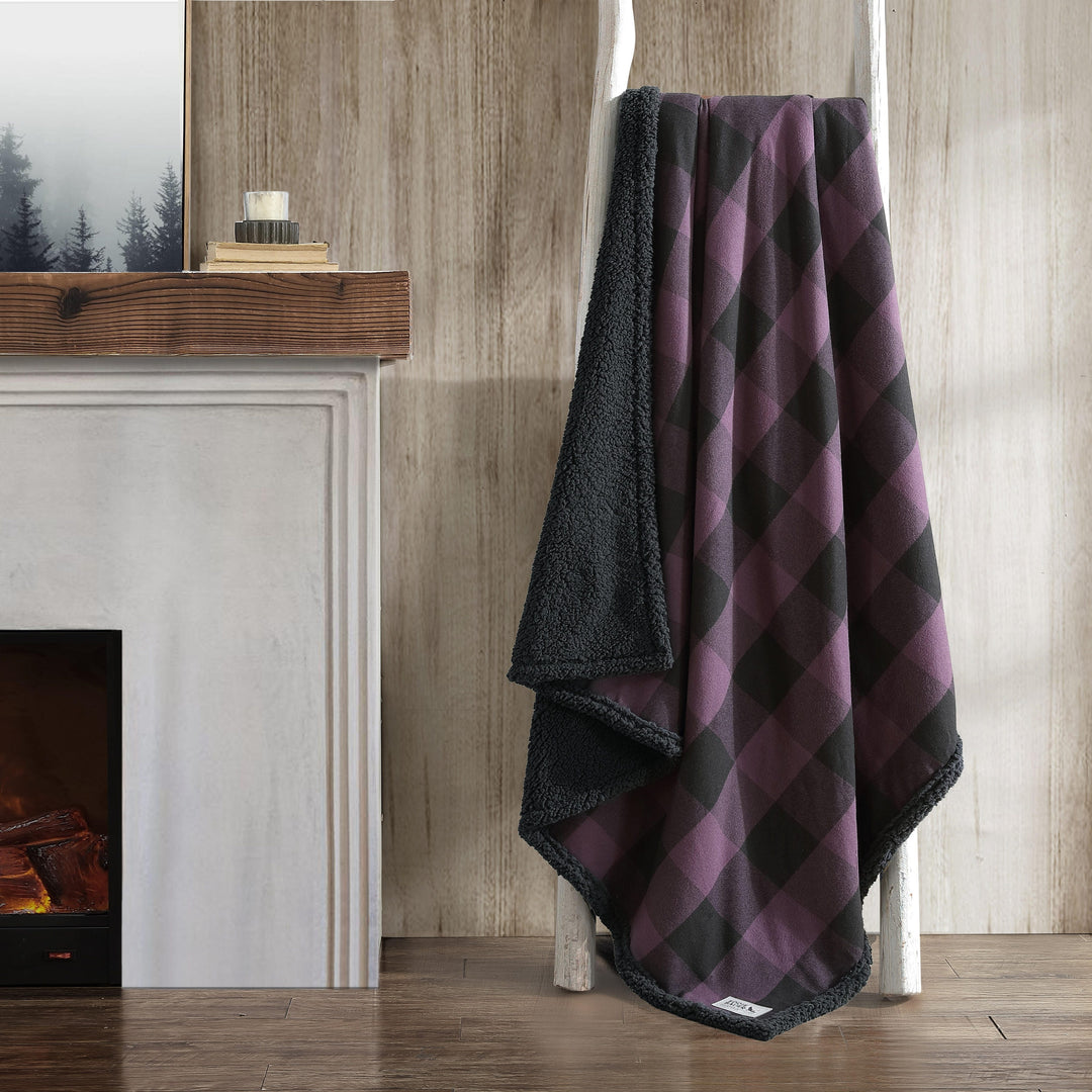 Flannel Cotton with Faux Shearling Reverse Throw Blanket (50X60 Inches)