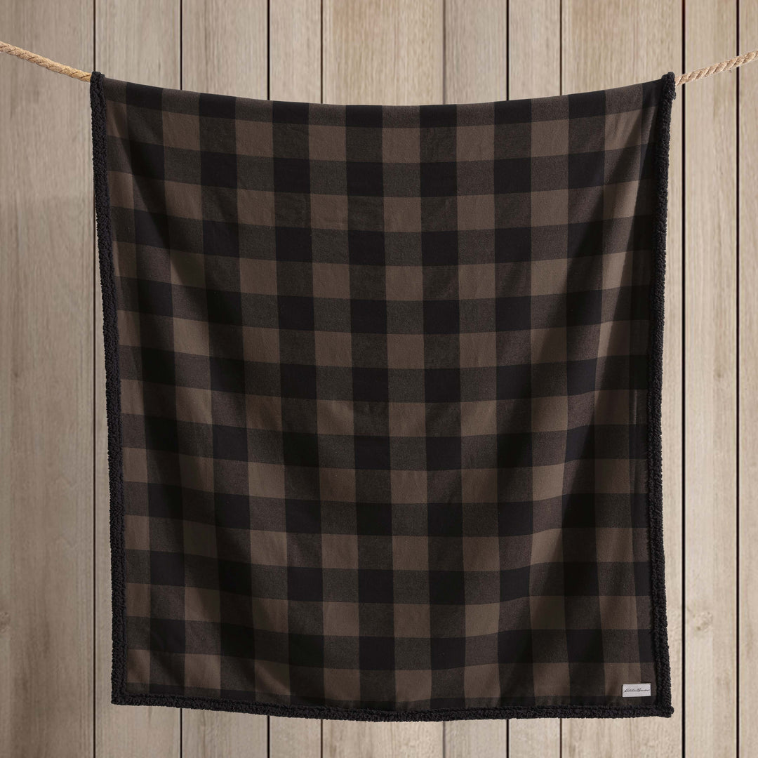 Flannel Cotton with Faux Shearling Reverse Throw Blanket (50X60 Inches)