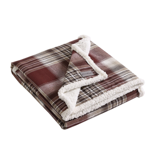 Flannel Cotton with Faux Shearling Reverse Throw Blanket (50X60 Inches)