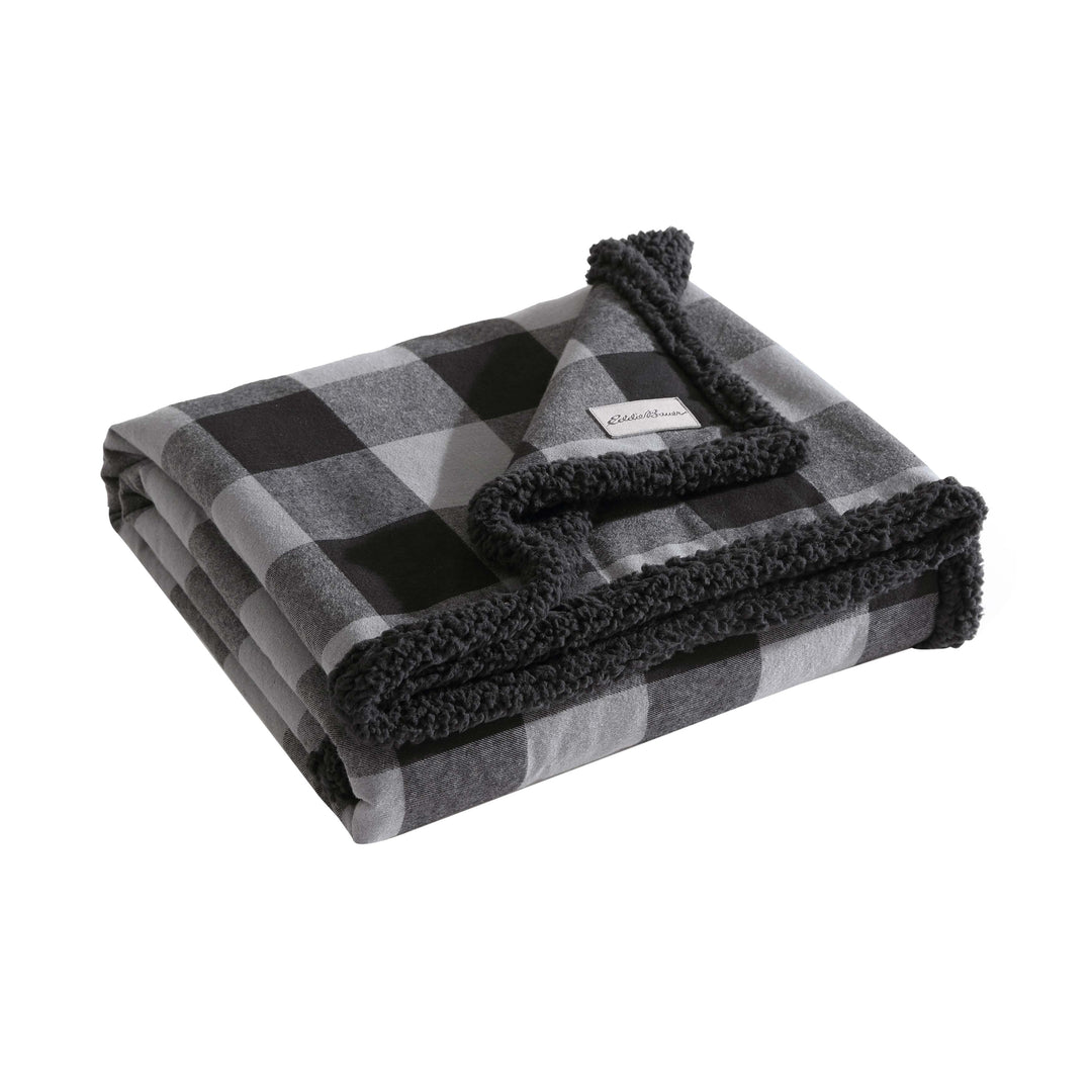 Flannel Cotton with Faux Shearling Reverse Throw Blanket (50X60 Inches)