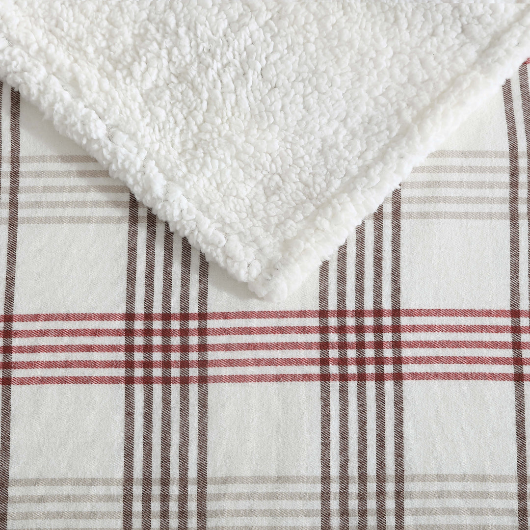 Flannel Cotton with Faux Shearling Reverse Throw Blanket (50X60 Inches)