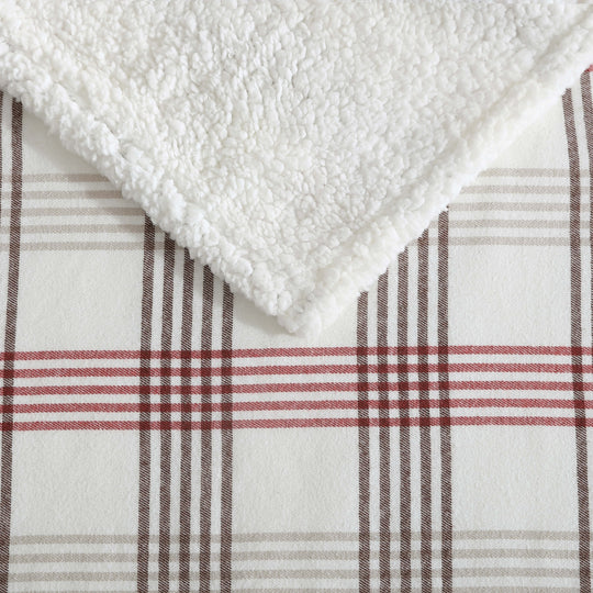 Flannel Cotton with Faux Shearling Reverse Throw Blanket (50X60 Inches)