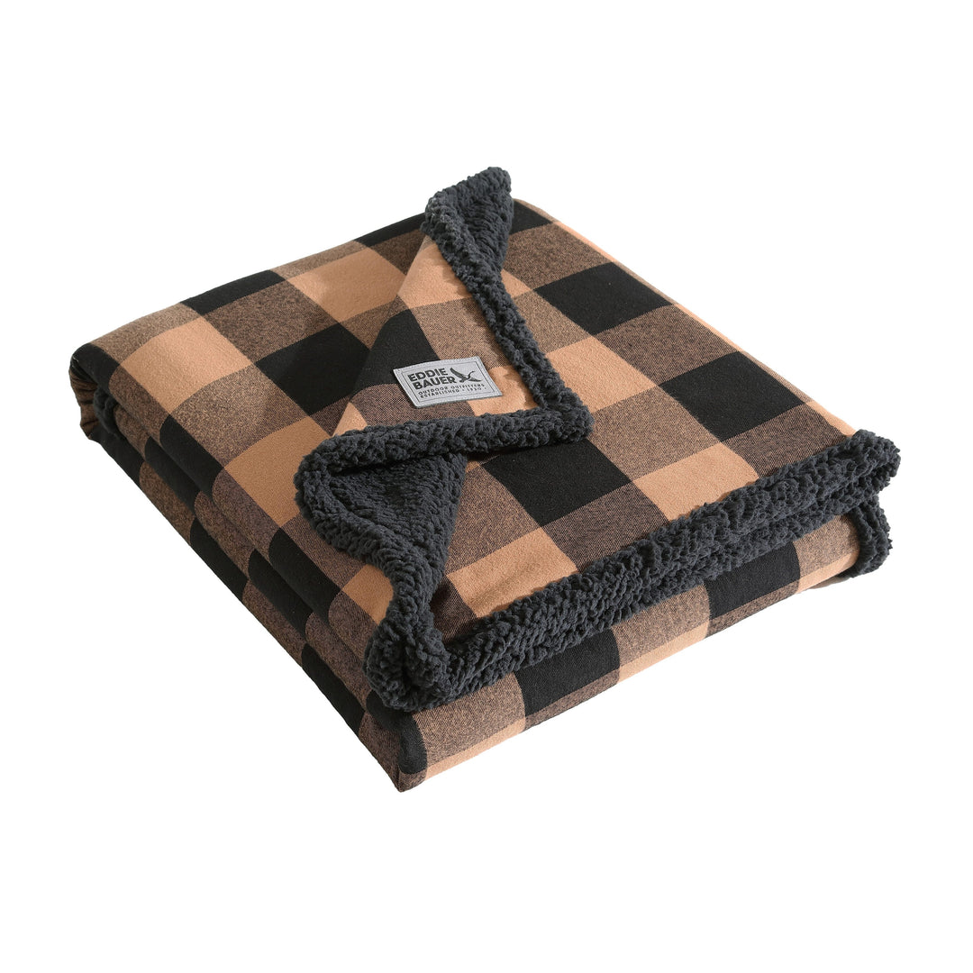 Flannel Cotton with Faux Shearling Reverse Throw Blanket (50X60 Inches)