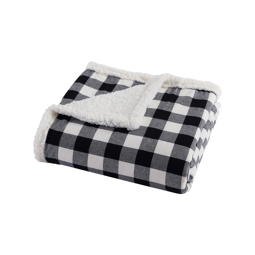 Flannel Cotton with Faux Shearling Reverse Throw Blanket (50X60 Inches)