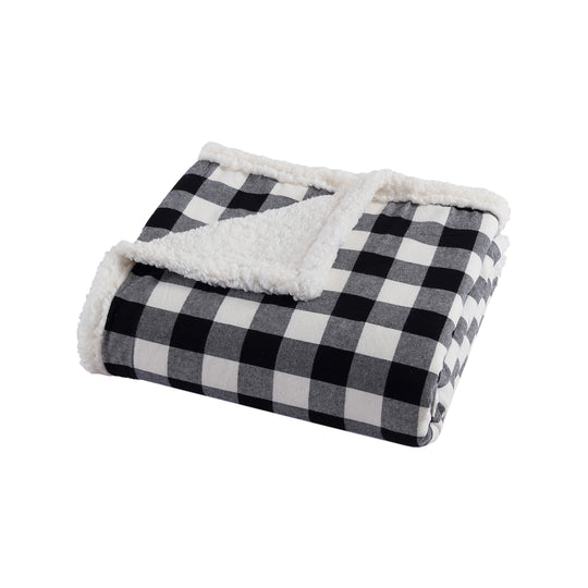 Flannel Cotton with Faux Shearling Reverse Throw Blanket (50X60 Inches)