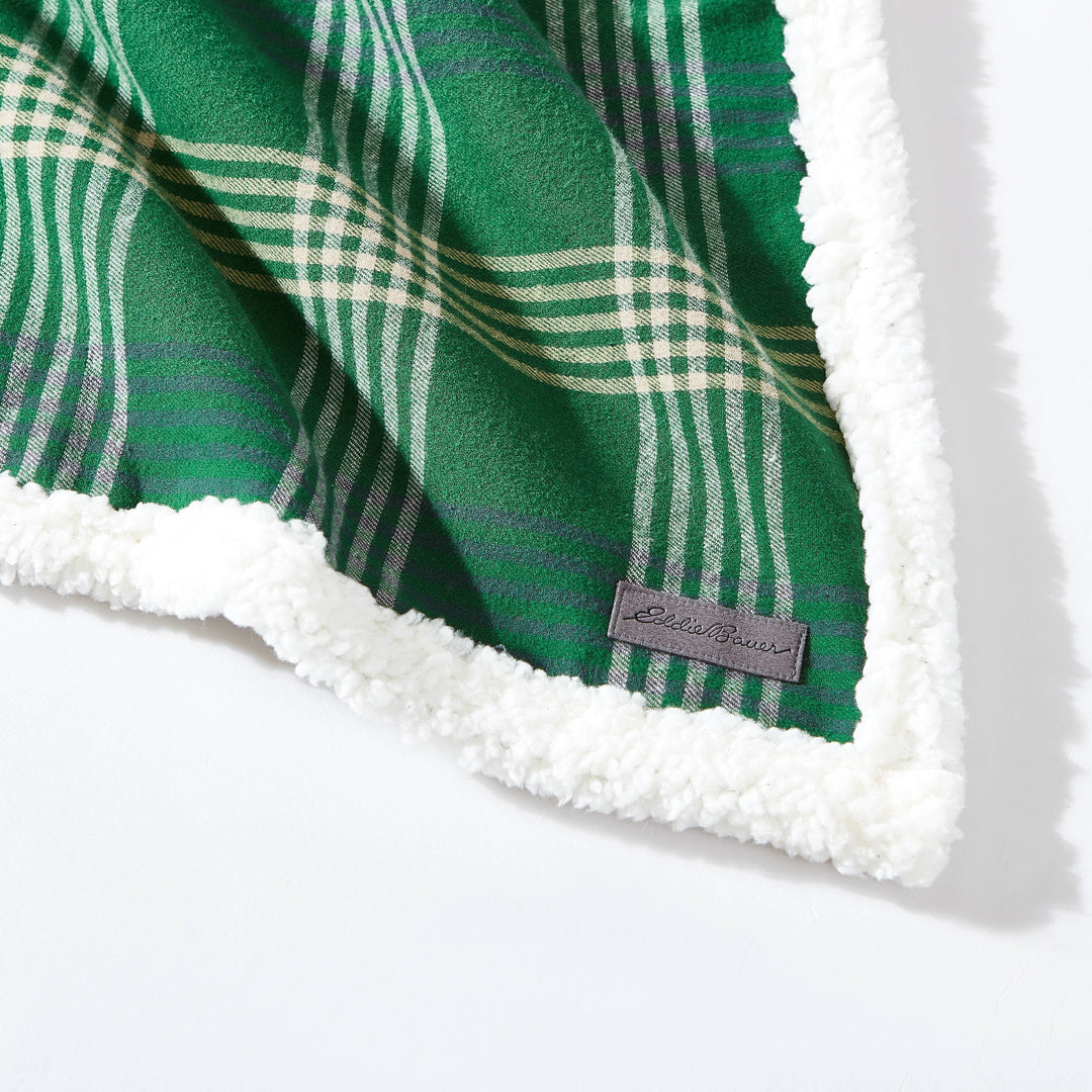 Flannel Cotton with Faux Shearling Reverse Throw Blanket (50X60 Inches)