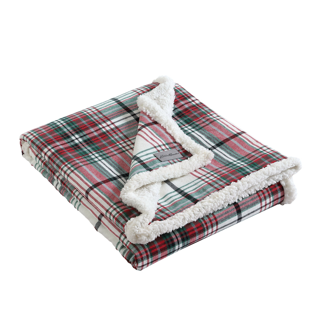 Flannel Cotton with Faux Shearling Reverse Throw Blanket (50X60 Inches)