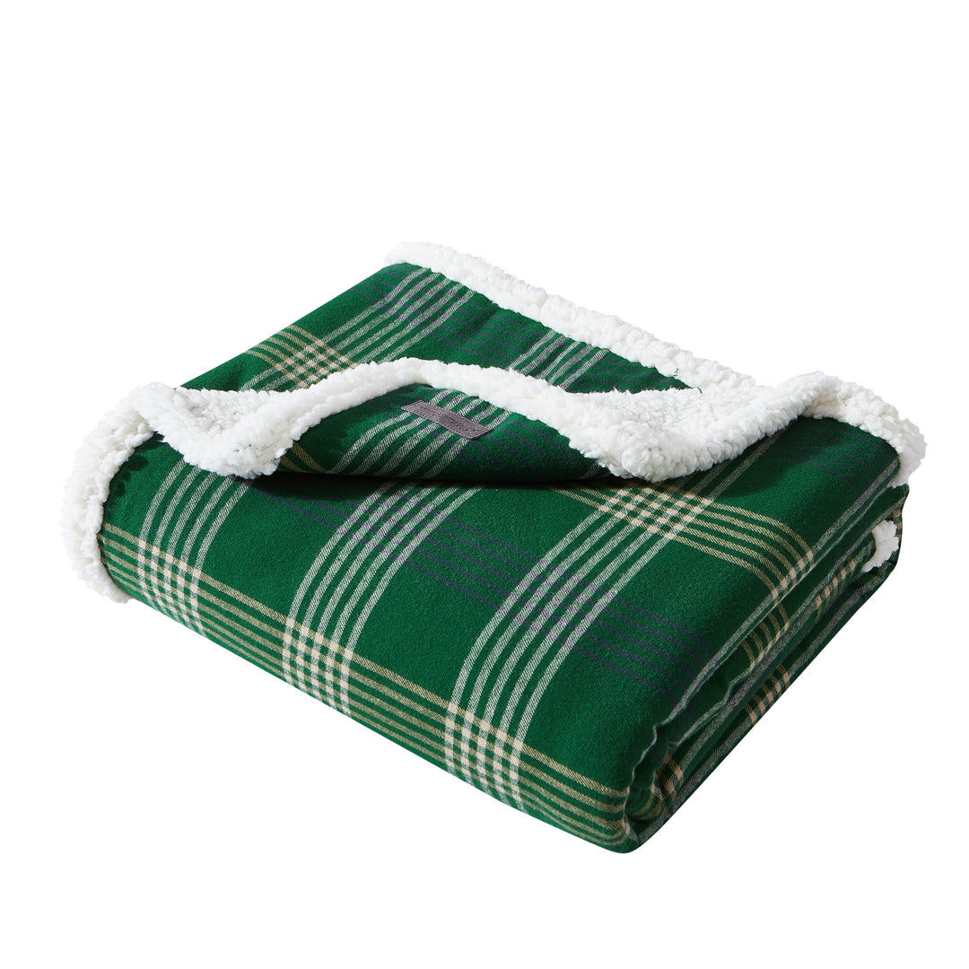Flannel Cotton with Faux Shearling Reverse Throw Blanket (50X60 Inches)