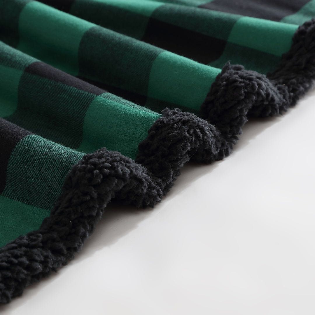 Flannel Cotton with Faux Shearling Reverse Throw Blanket (50X60 Inches)