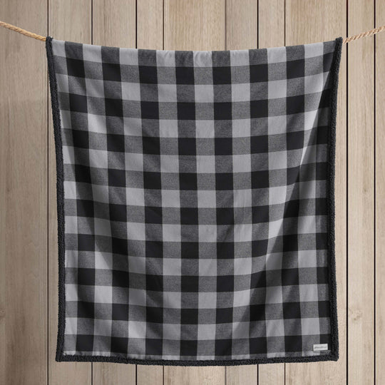 Flannel Cotton with Faux Shearling Reverse Throw Blanket (50X60 Inches)