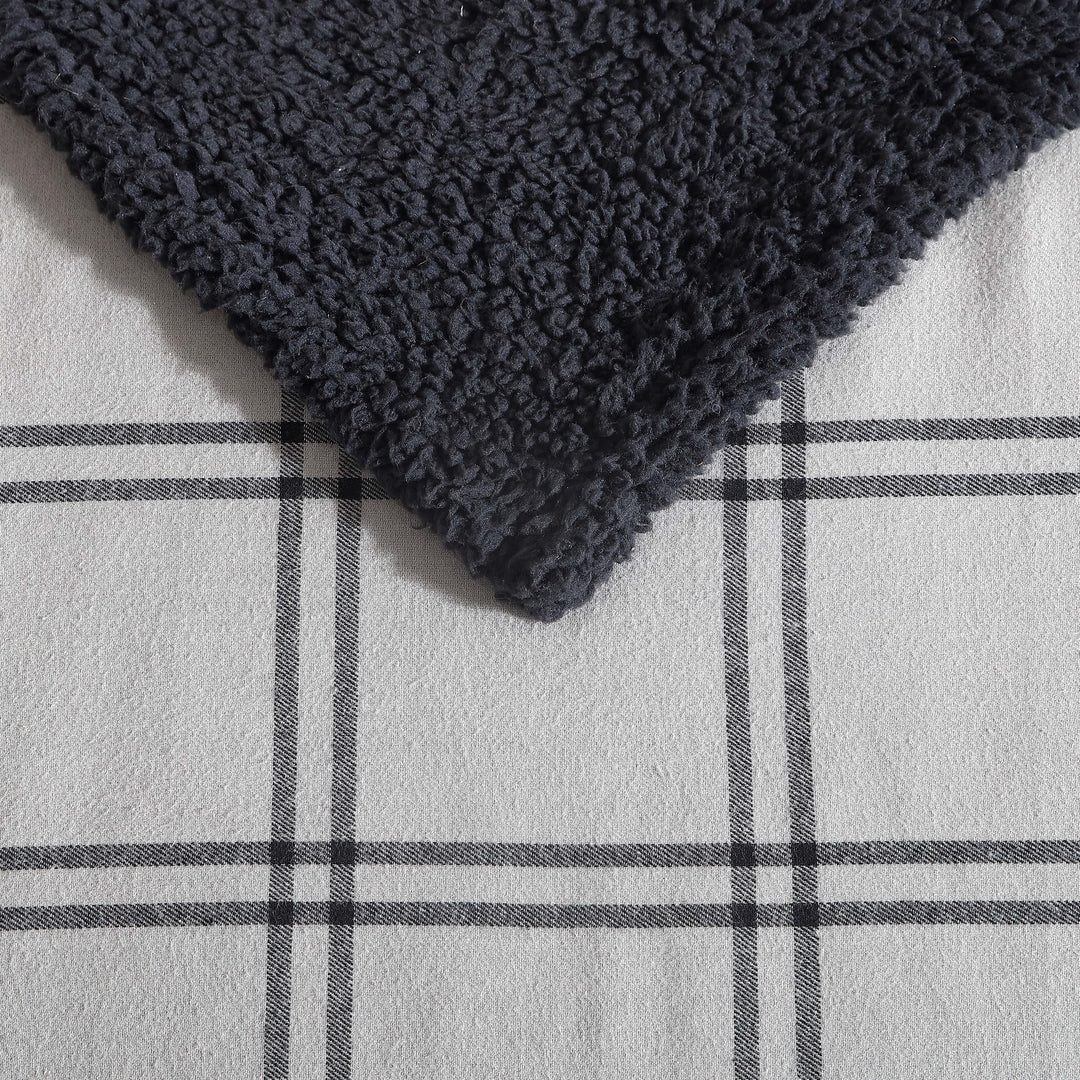 Flannel Cotton with Faux Shearling Reverse Throw Blanket (50X60 Inches)
