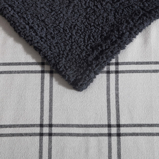 Flannel Cotton with Faux Shearling Reverse Throw Blanket (50X60 Inches)