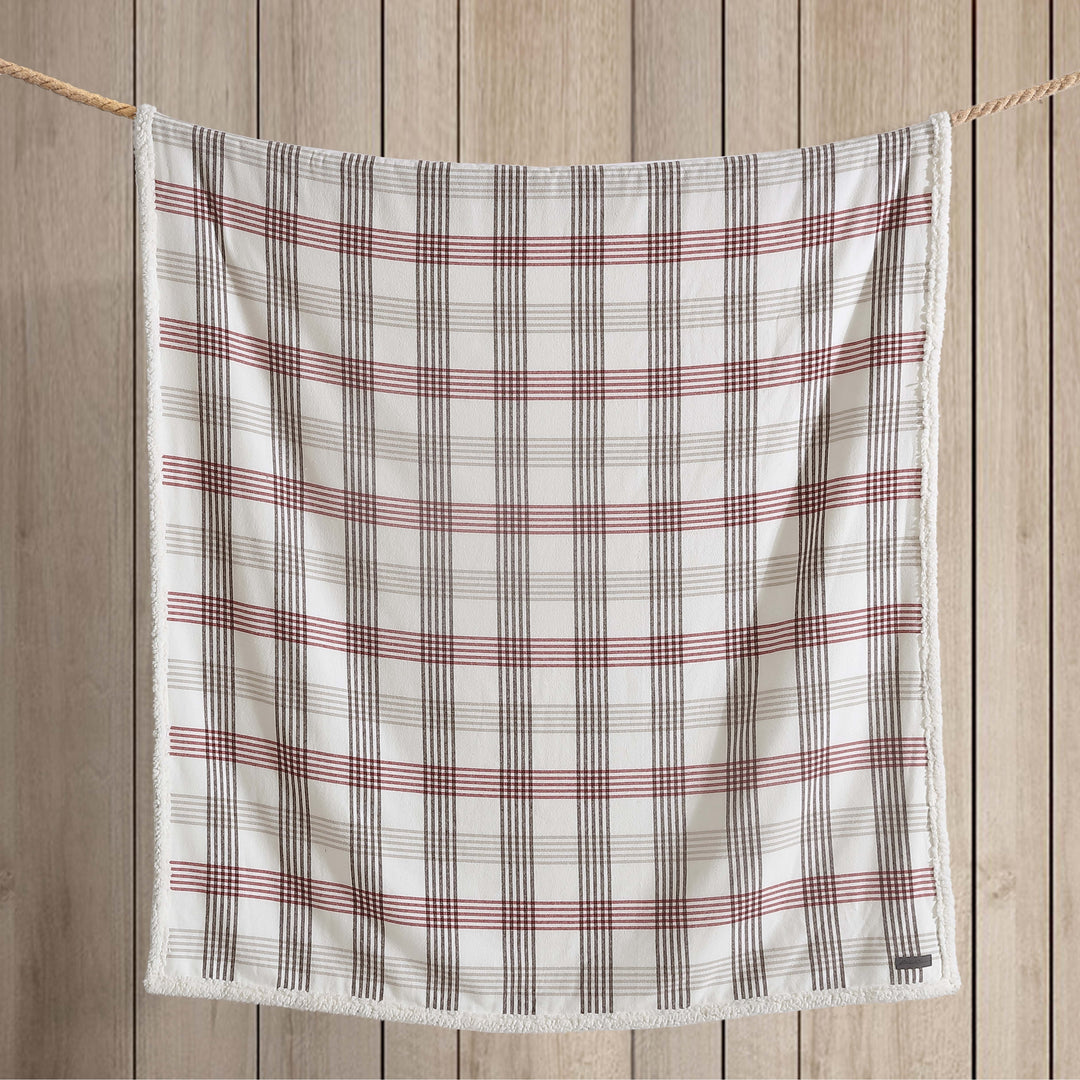 Flannel Cotton with Faux Shearling Reverse Throw Blanket (50X60 Inches)
