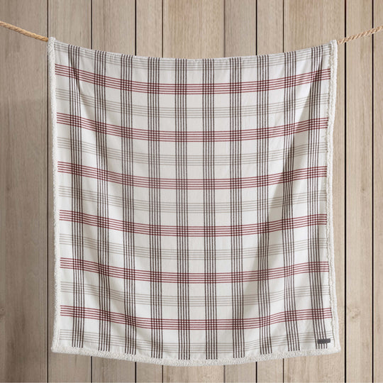 Flannel Cotton with Faux Shearling Reverse Throw Blanket (50X60 Inches)
