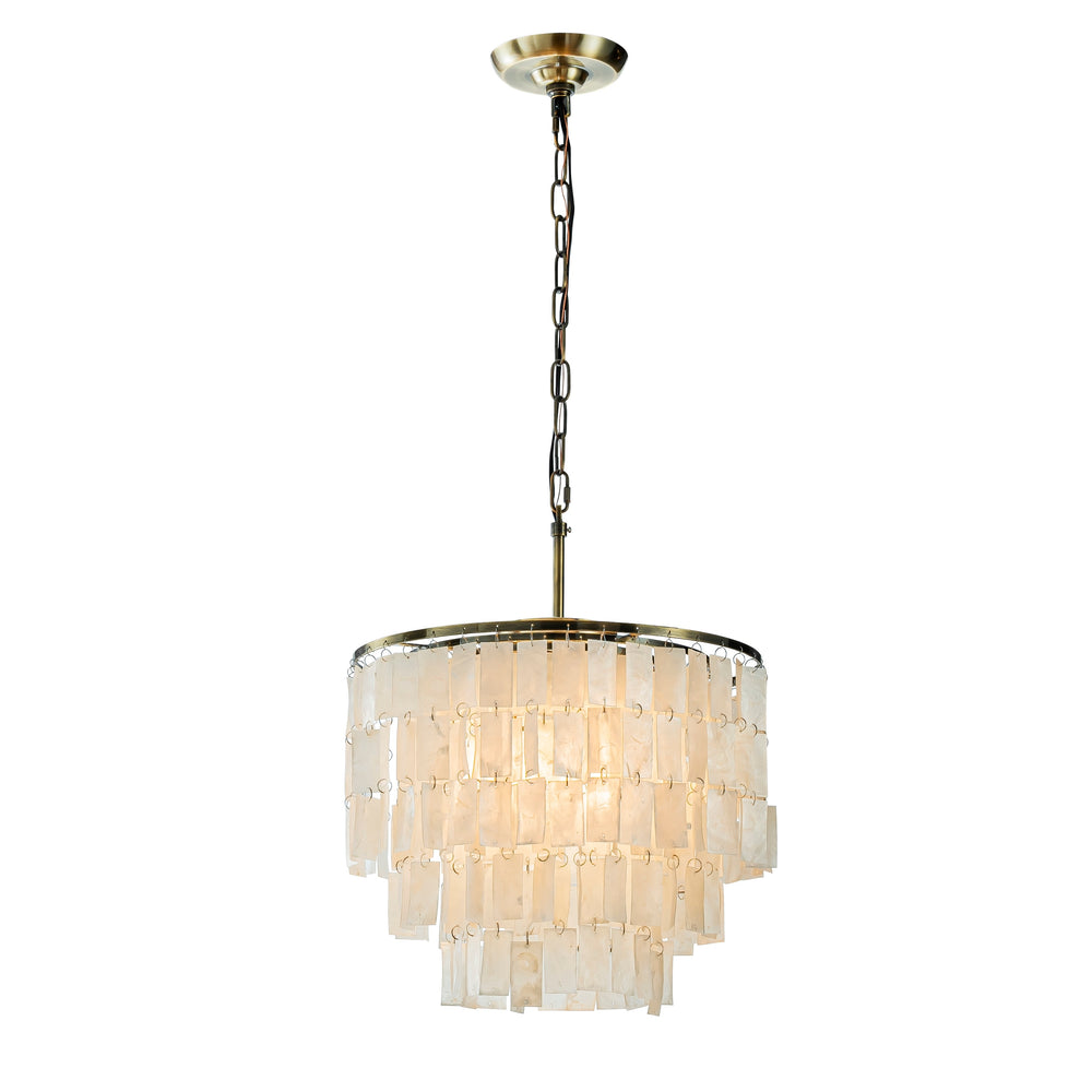 Elegant Coastal Tiered Capiz Shell Chandelier in Bronze Farmhouse Natural Seashell Light Fixtures for Dining Room