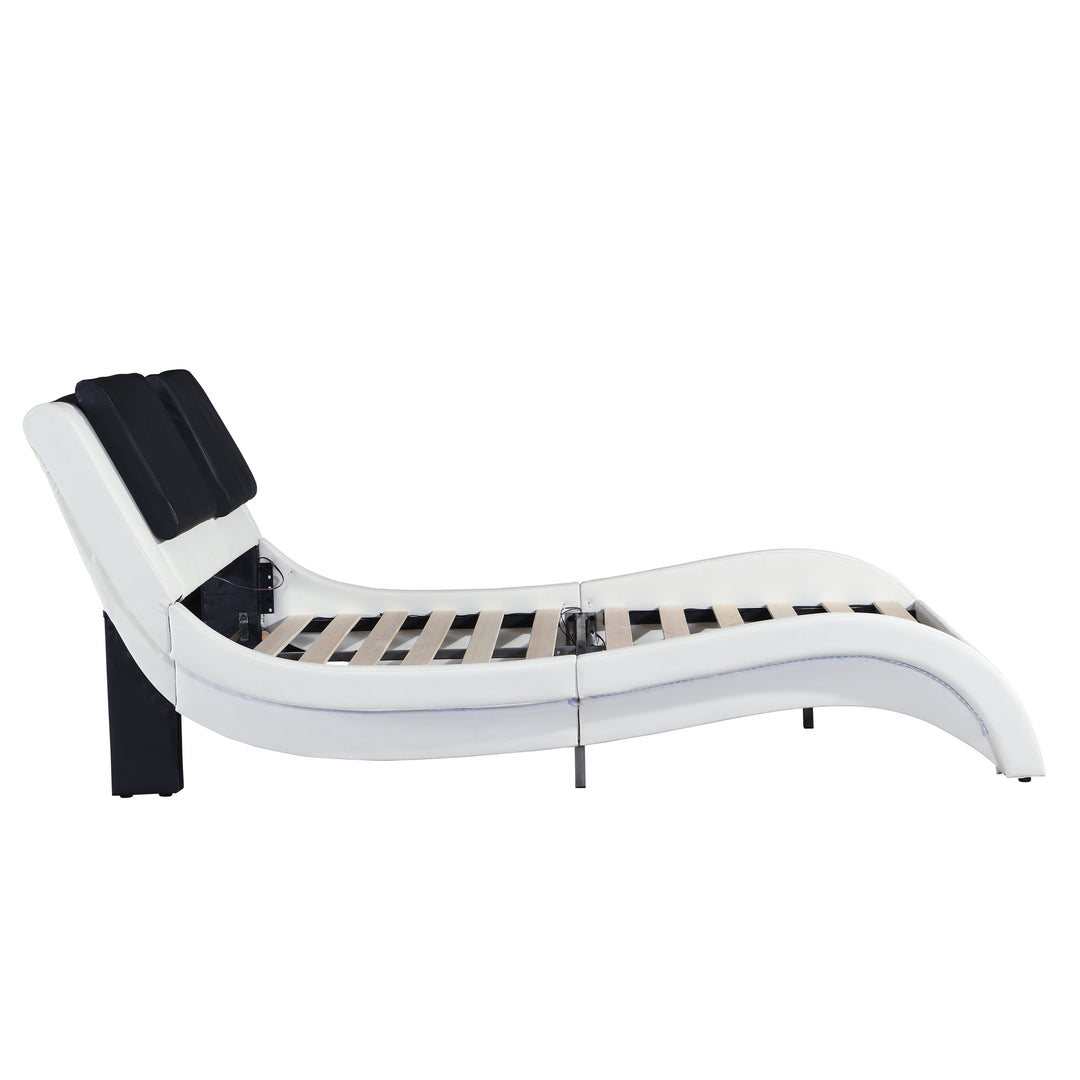 Faux Leather Upholstered Platform Bed Frame with Led Lighting, Bluetooth Connection to Play Music Control