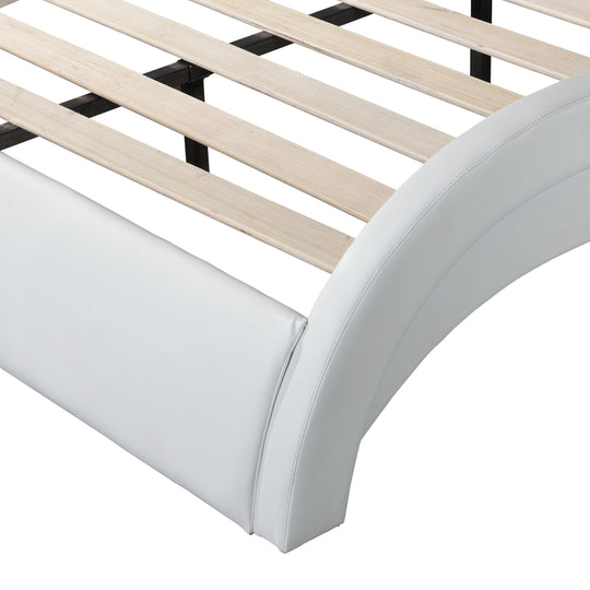 Faux Leather Upholstered Platform Bed Frame with Led Lighting, Bluetooth Connection to Play Music Control