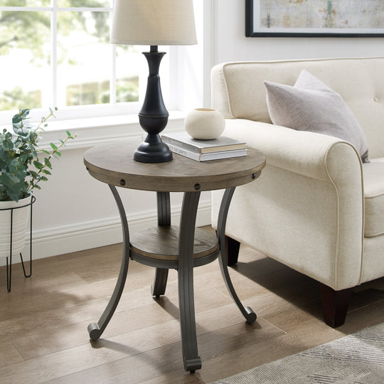 Linon Franklin Industrial round Side Table