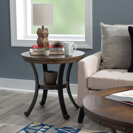 Linon Franklin Industrial round Side Table