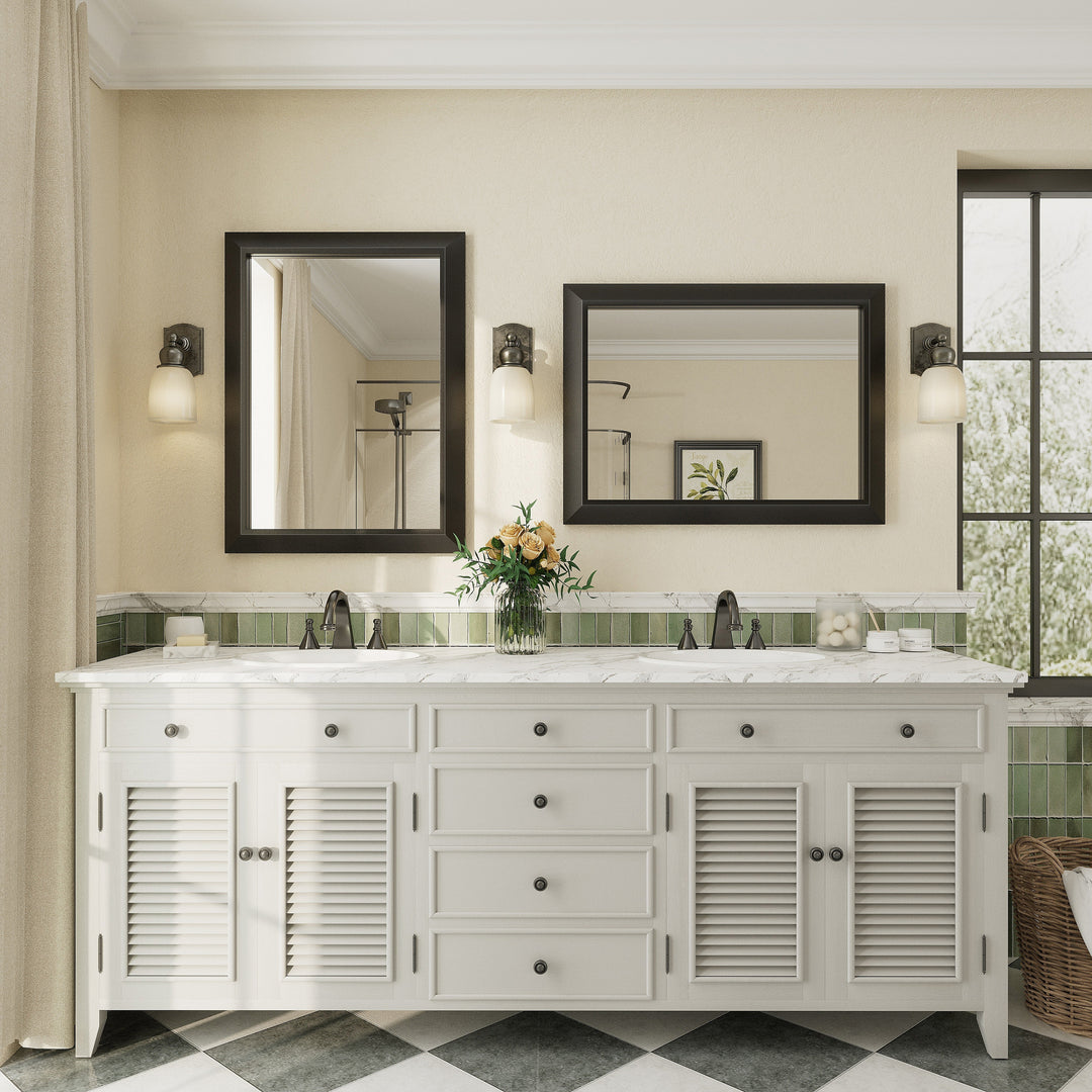 5-Year Warranty Full Size Farmhouse Beveled Metal Rectangle Wall Bathroom Vanity Mirrors