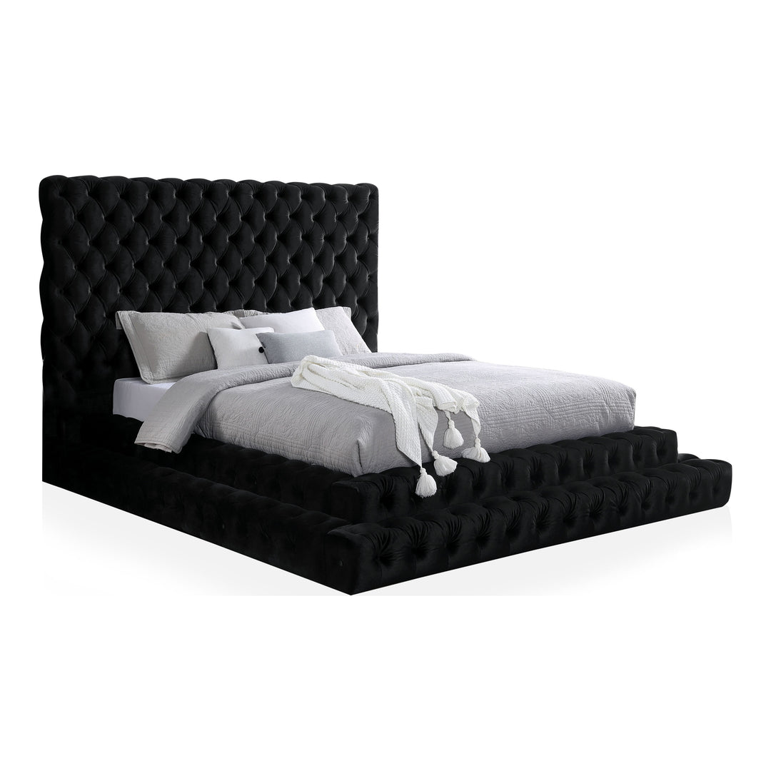 Allenhurst Glam Tufted Fabric Low Profile Platform Bed