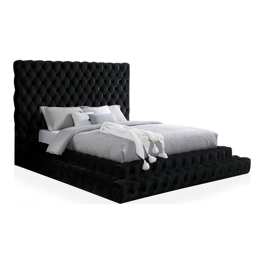 Allenhurst Glam Tufted Fabric Low Profile Platform Bed