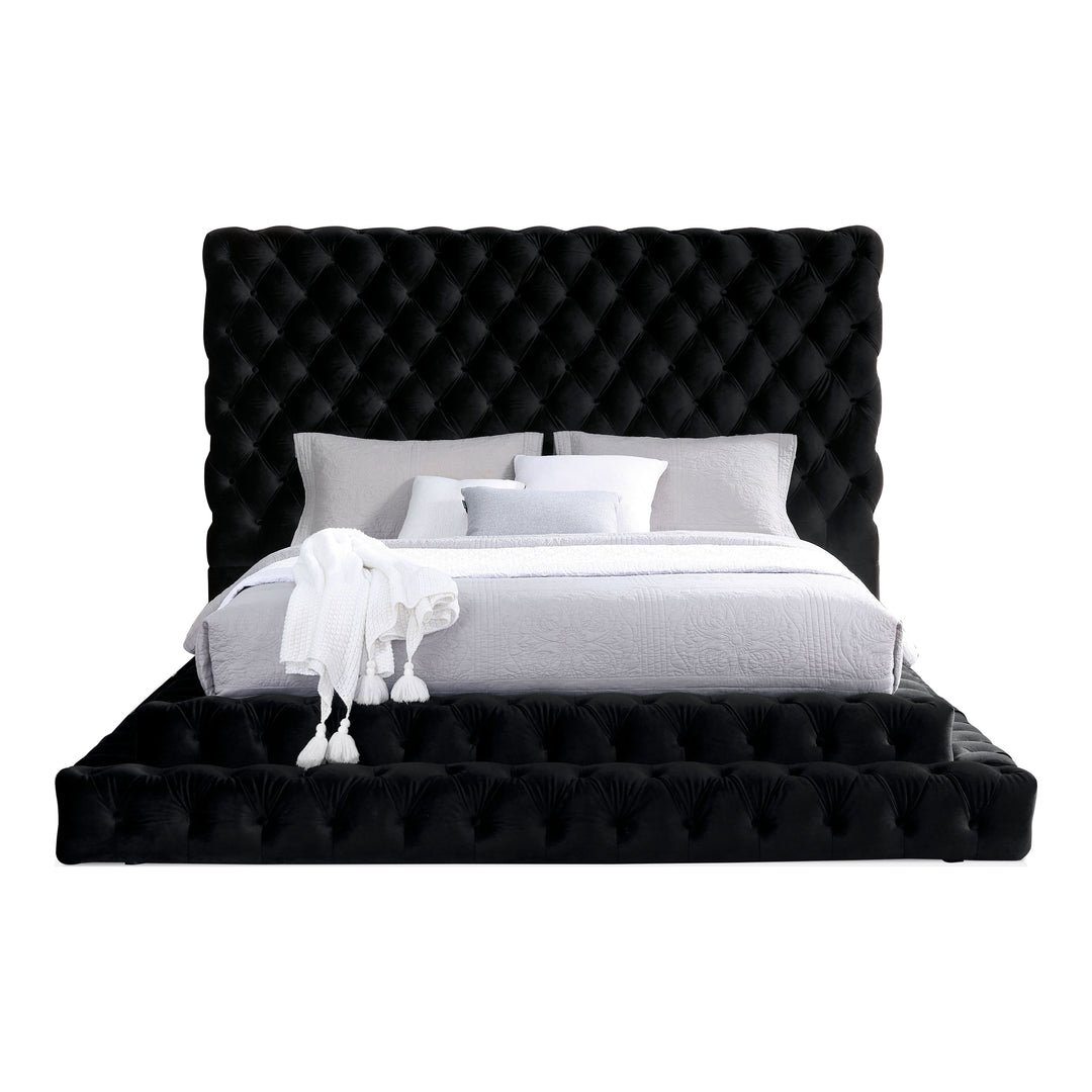 Allenhurst Glam Tufted Fabric Low Profile Platform Bed