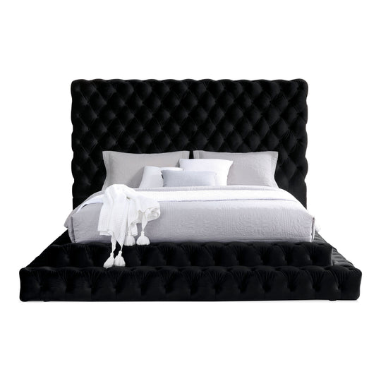 Allenhurst Glam Tufted Fabric Low Profile Platform Bed