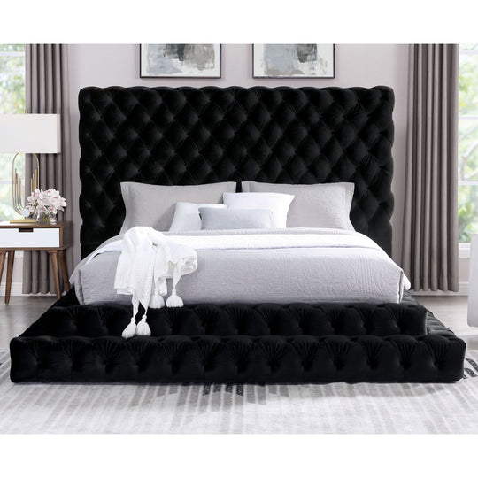 Allenhurst Glam Tufted Fabric Low Profile Platform Bed
