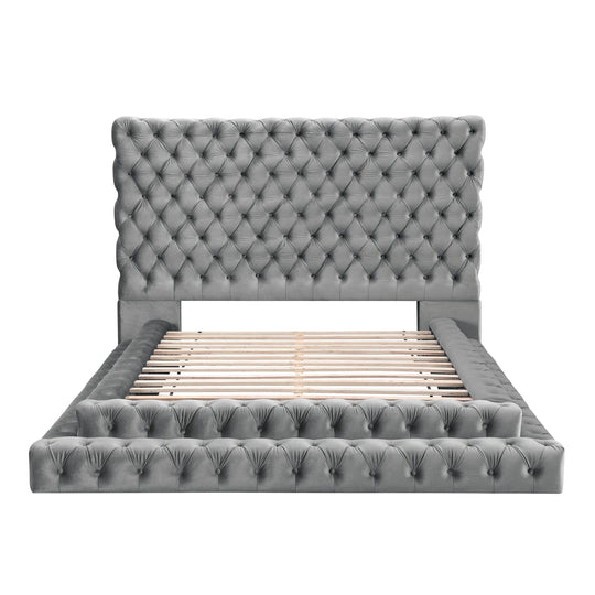 Allenhurst Glam Tufted Fabric Low Profile Platform Bed