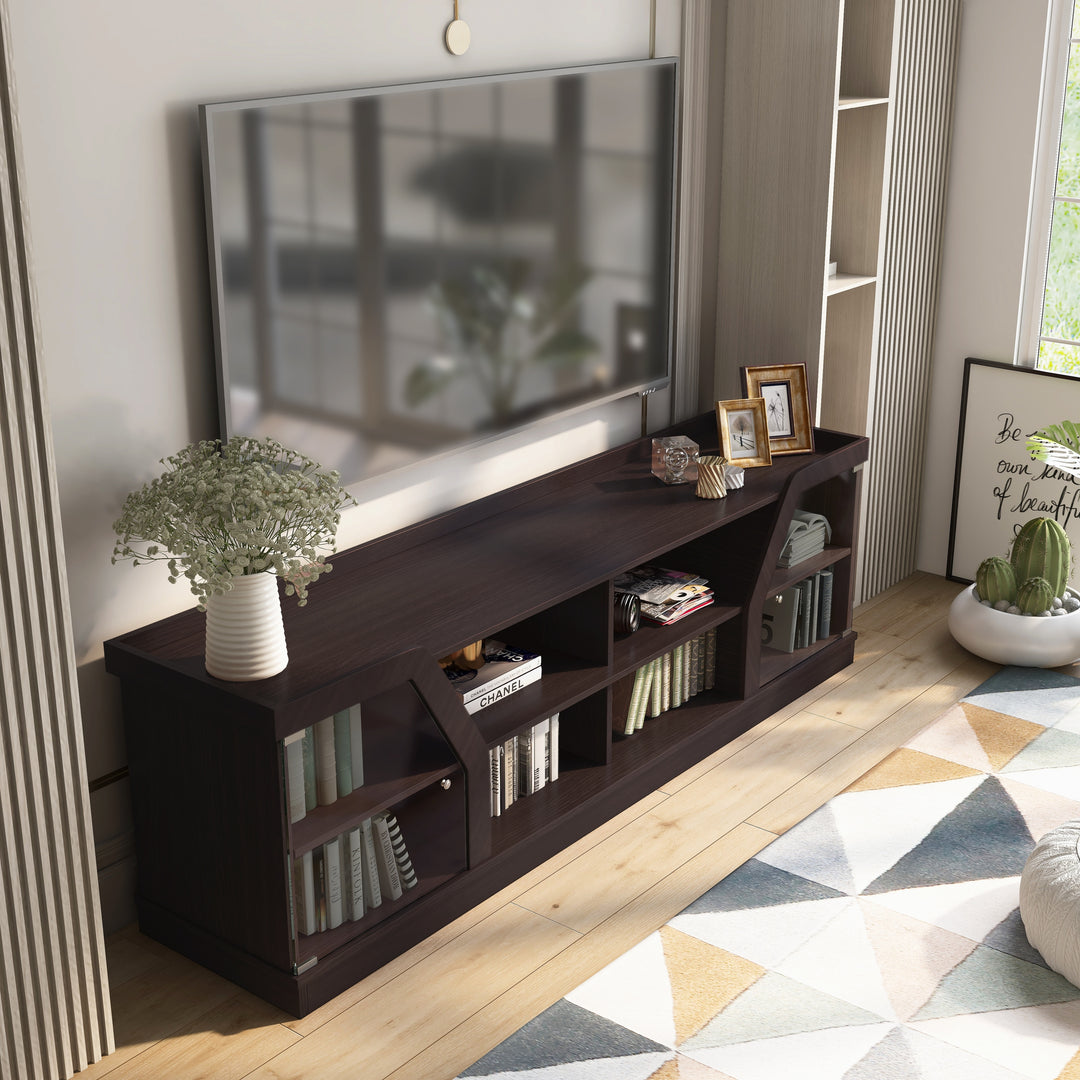 Dellie Contemporary Espresso 71-Inch Multi-Functional Storage TV Console by