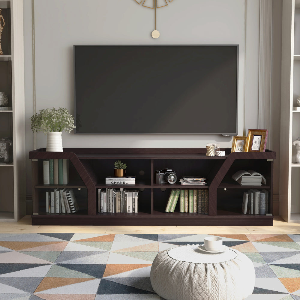 Dellie Contemporary Espresso 71-Inch Multi-Functional Storage TV Console by