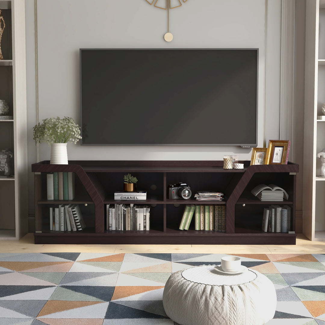 Dellie Contemporary Espresso 71-Inch Multi-Functional Storage TV Console by