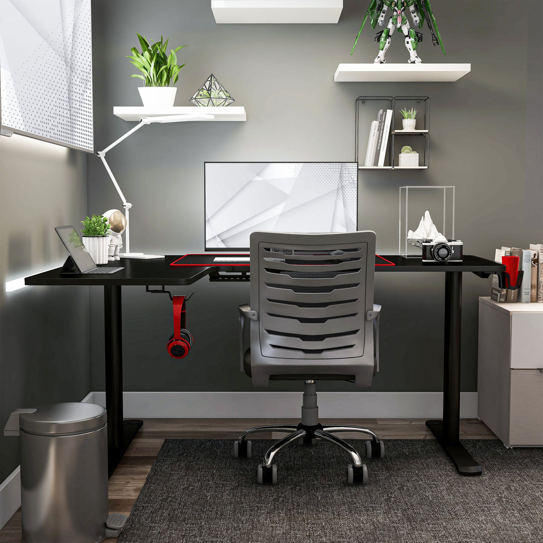 Devan Contemporary Black 65-Inch Metal Computer and Gaming Desk by