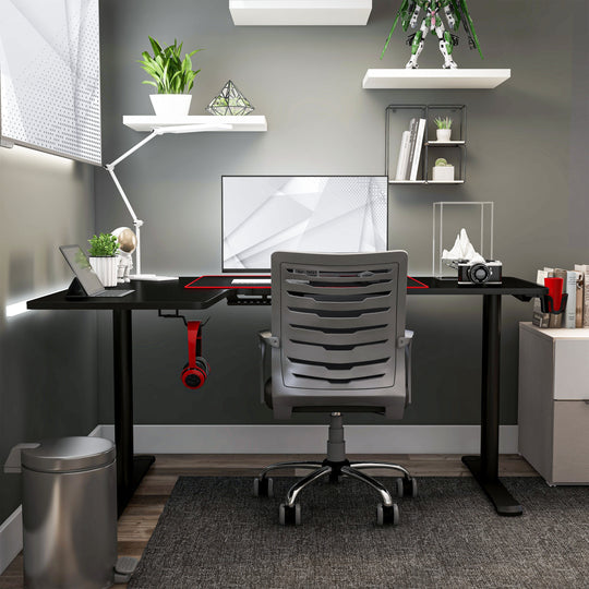 Devan Contemporary Black 65-Inch Metal Computer and Gaming Desk by