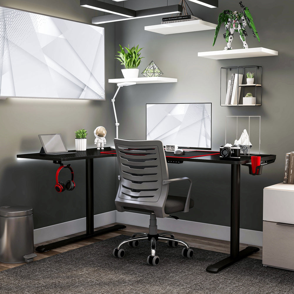 Devan Contemporary Black 65-Inch Metal Computer and Gaming Desk by