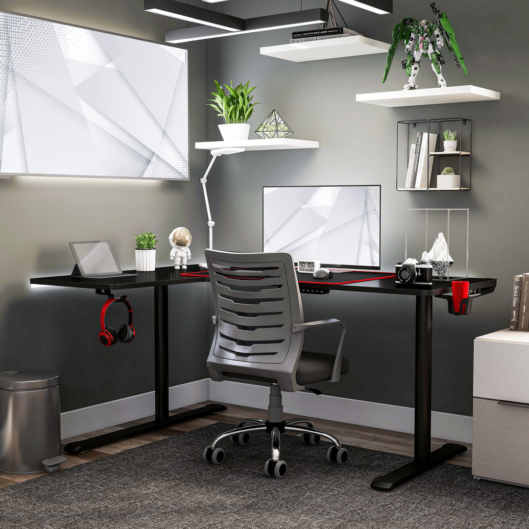 Devan Contemporary Black 65-Inch Metal Computer and Gaming Desk by
