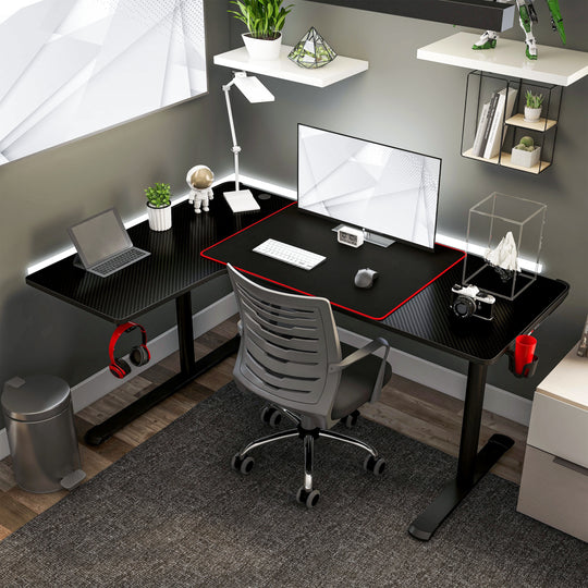 Devan Contemporary Black 65-Inch Metal Computer and Gaming Desk by
