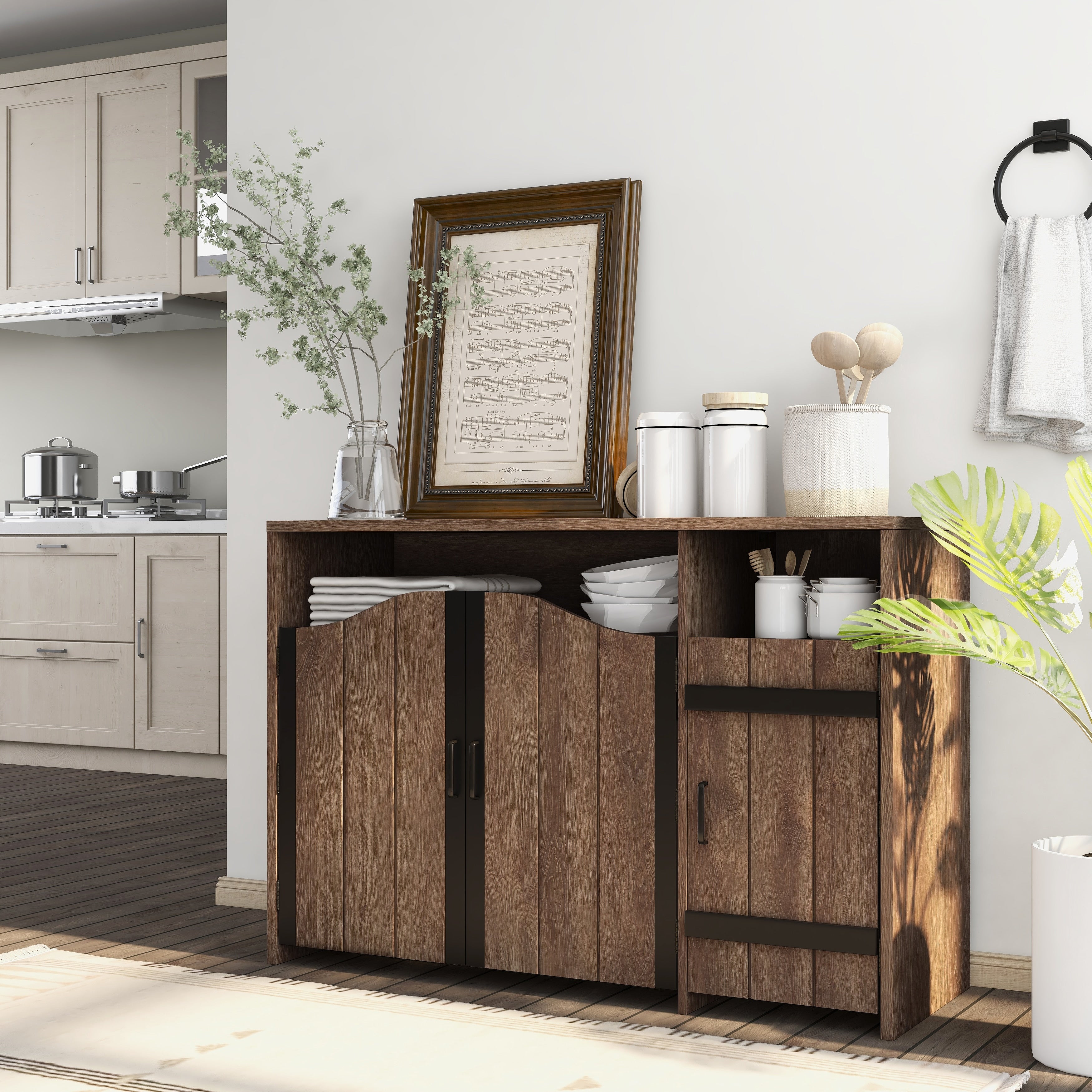 Horr 47-In. Rustic Walnut 7-Shelf Buffet Server