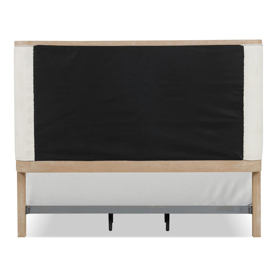 Kian Natural Oak Solid Wood Panel Bed with High Wingback Headboard