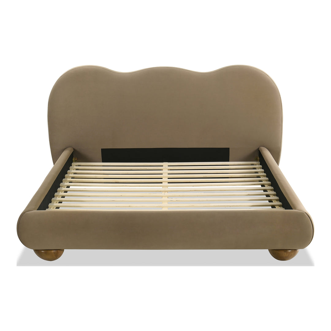 Nilo Modern Fabric Upholstered Platform Bed with Curved Headboard