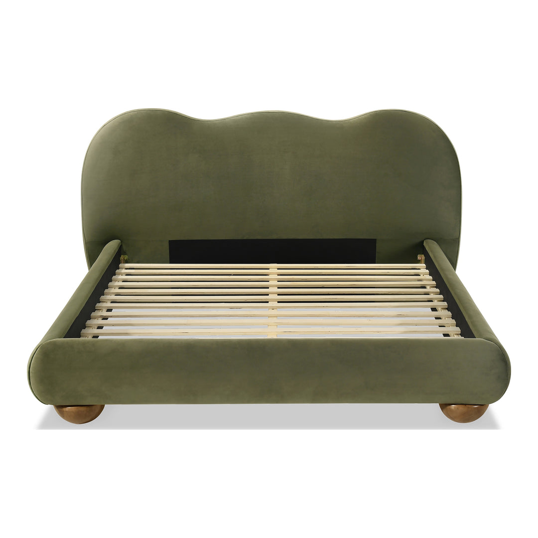 Nilo Modern Fabric Upholstered Platform Bed with Curved Headboard