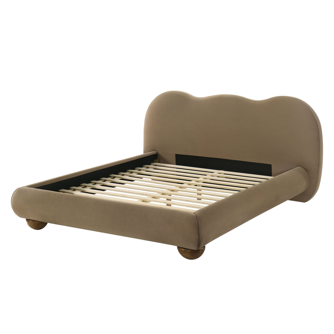 Nilo Modern Fabric Upholstered Platform Bed with Curved Headboard