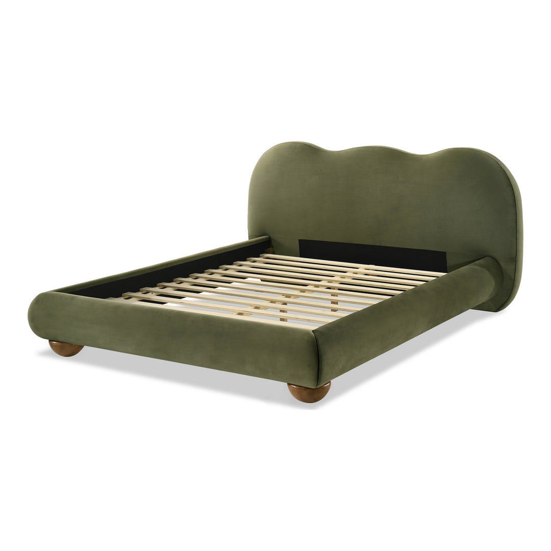 Nilo Modern Fabric Upholstered Platform Bed with Curved Headboard
