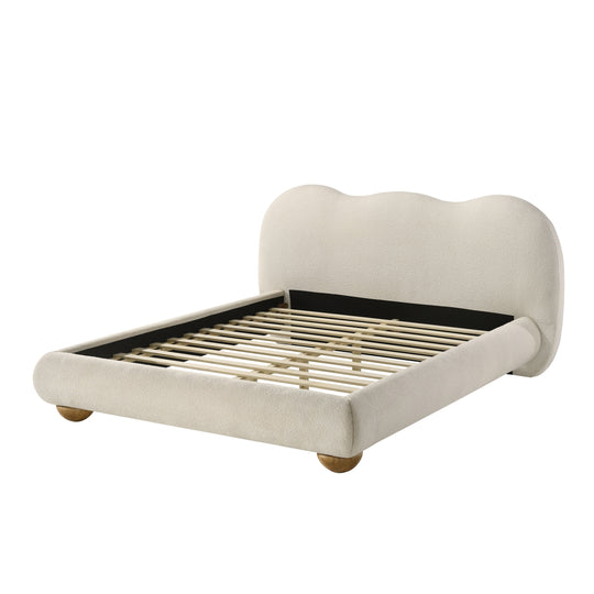 Nilo Modern Fabric Upholstered Platform Bed with Curved Headboard