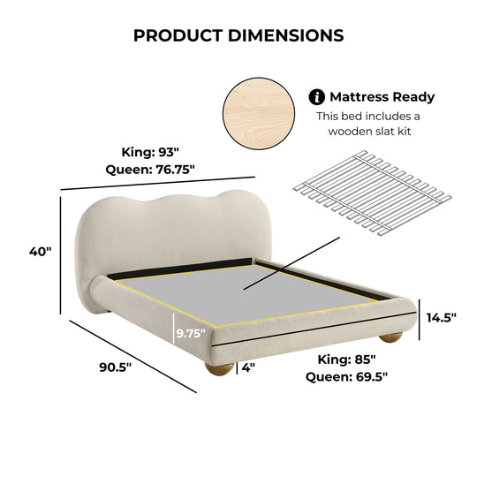 Nilo Modern Fabric Upholstered Platform Bed with Curved Headboard
