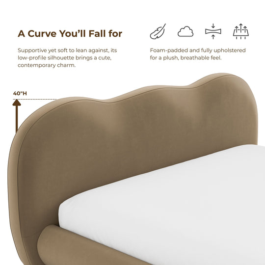 Nilo Modern Fabric Upholstered Platform Bed with Curved Headboard