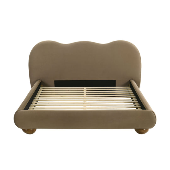 Nilo Modern Fabric Upholstered Platform Bed with Curved Headboard