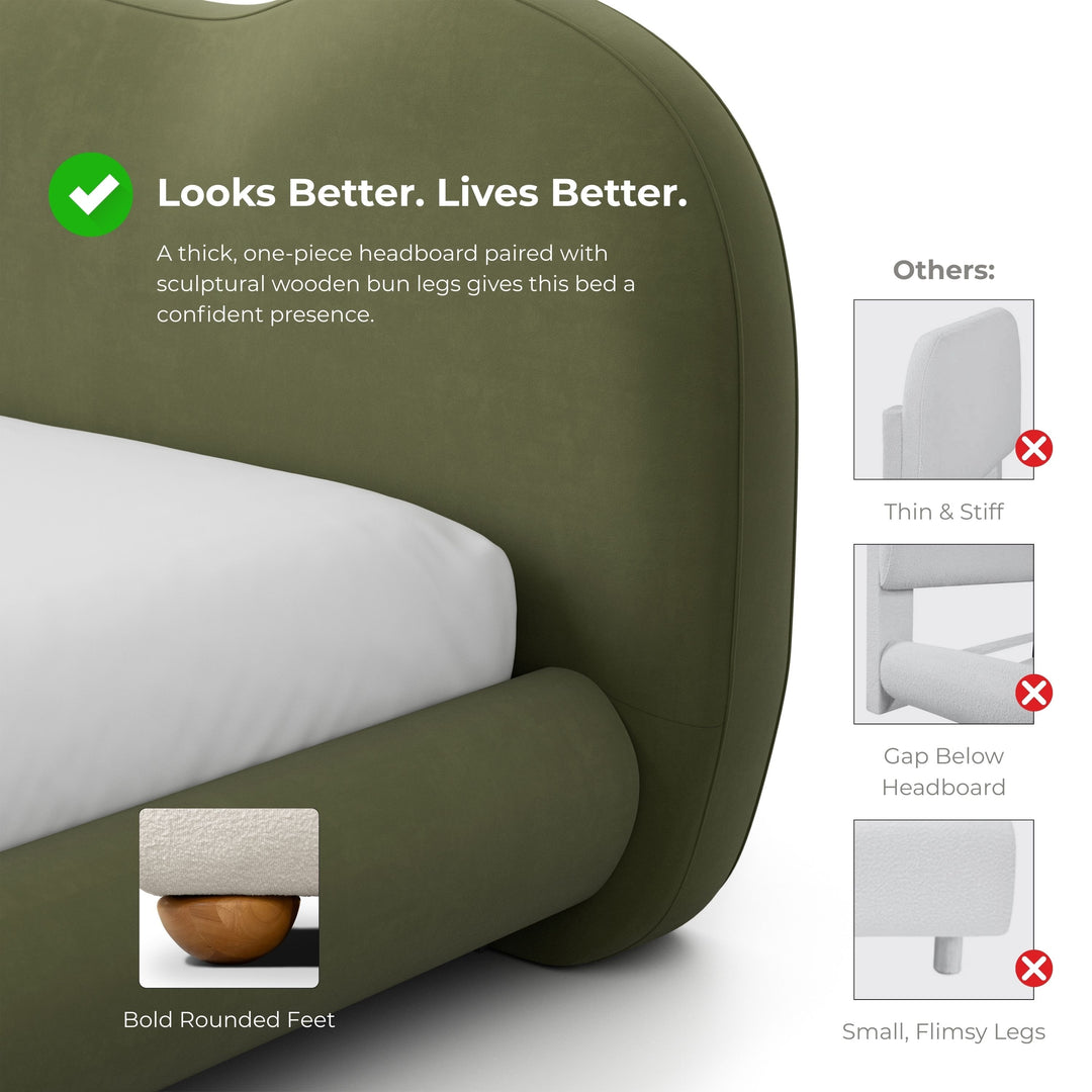 Nilo Modern Fabric Upholstered Platform Bed with Curved Headboard